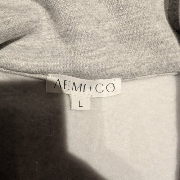 AEMI+CO Drey Half-Zip Size Large Grey Heavyweight Sweater - Picture 6 of 8
